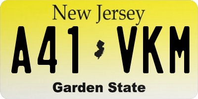 NJ license plate A41VKM