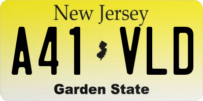 NJ license plate A41VLD