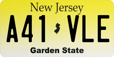 NJ license plate A41VLE