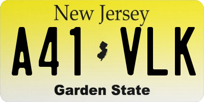 NJ license plate A41VLK