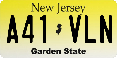 NJ license plate A41VLN