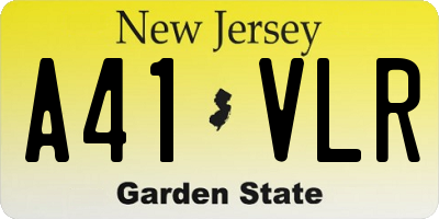 NJ license plate A41VLR