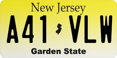 NJ license plate A41VLW
