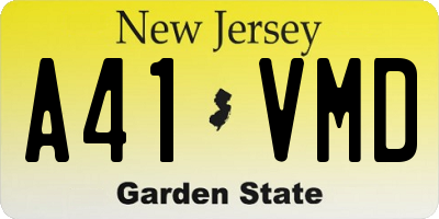 NJ license plate A41VMD