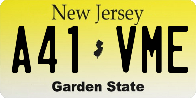 NJ license plate A41VME