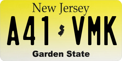 NJ license plate A41VMK