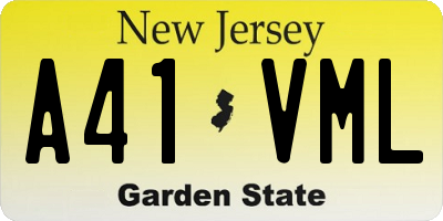 NJ license plate A41VML