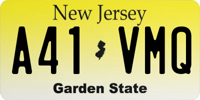 NJ license plate A41VMQ