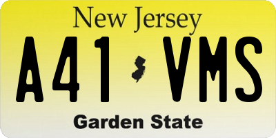 NJ license plate A41VMS