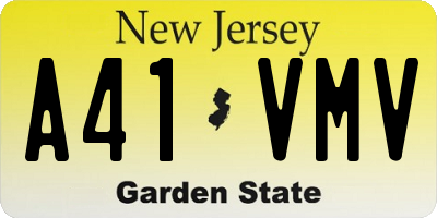 NJ license plate A41VMV