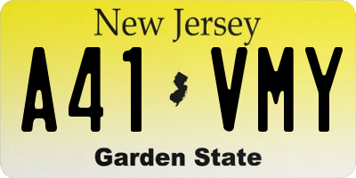 NJ license plate A41VMY