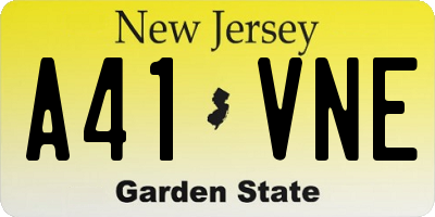 NJ license plate A41VNE