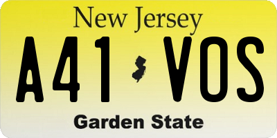NJ license plate A41VOS