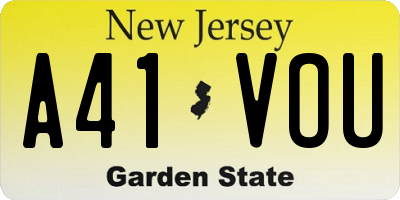 NJ license plate A41VOU