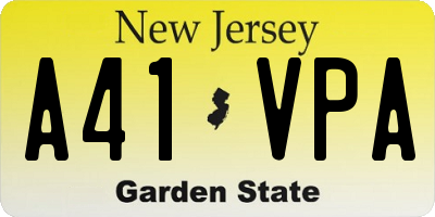 NJ license plate A41VPA