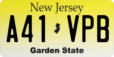 NJ license plate A41VPB