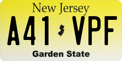 NJ license plate A41VPF