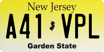 NJ license plate A41VPL