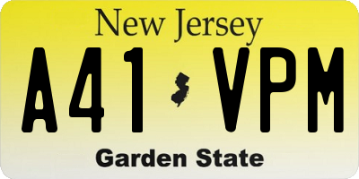 NJ license plate A41VPM