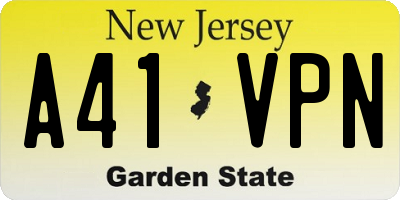 NJ license plate A41VPN