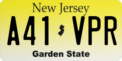 NJ license plate A41VPR
