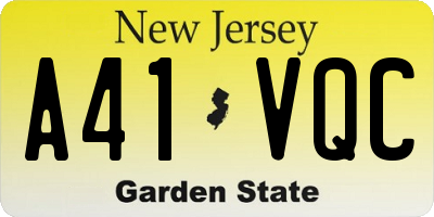 NJ license plate A41VQC