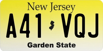 NJ license plate A41VQJ