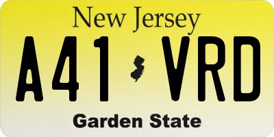 NJ license plate A41VRD