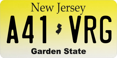 NJ license plate A41VRG