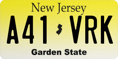 NJ license plate A41VRK
