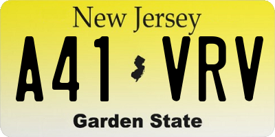 NJ license plate A41VRV