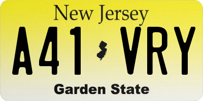 NJ license plate A41VRY