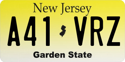 NJ license plate A41VRZ