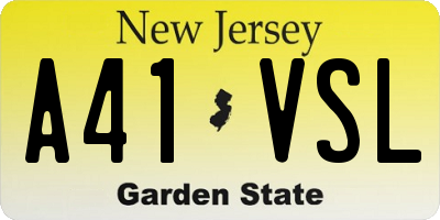 NJ license plate A41VSL