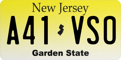 NJ license plate A41VSO