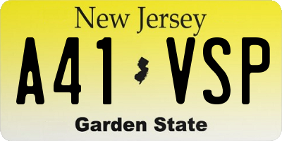 NJ license plate A41VSP