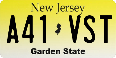 NJ license plate A41VST