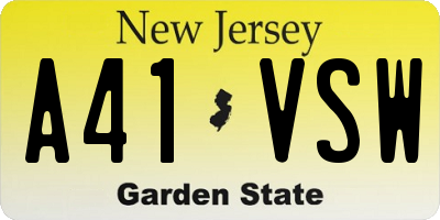NJ license plate A41VSW