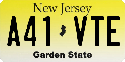 NJ license plate A41VTE