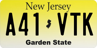 NJ license plate A41VTK