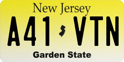 NJ license plate A41VTN