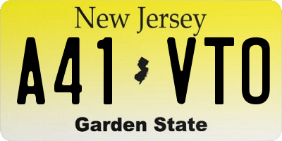 NJ license plate A41VTO