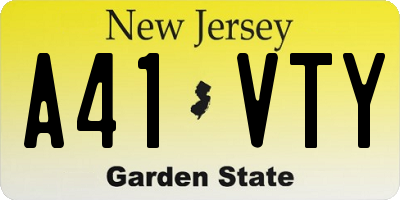 NJ license plate A41VTY