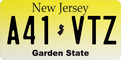 NJ license plate A41VTZ