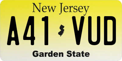 NJ license plate A41VUD