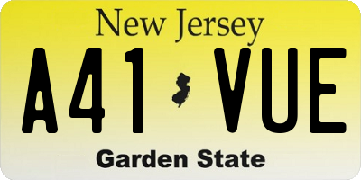 NJ license plate A41VUE
