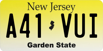 NJ license plate A41VUI