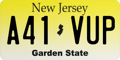 NJ license plate A41VUP