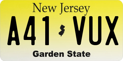NJ license plate A41VUX