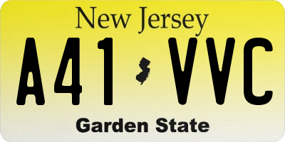 NJ license plate A41VVC